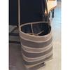 New leather cowhide with canvas bucket bag vegetable basket tote bag shoulder crossbody handbag women's bag