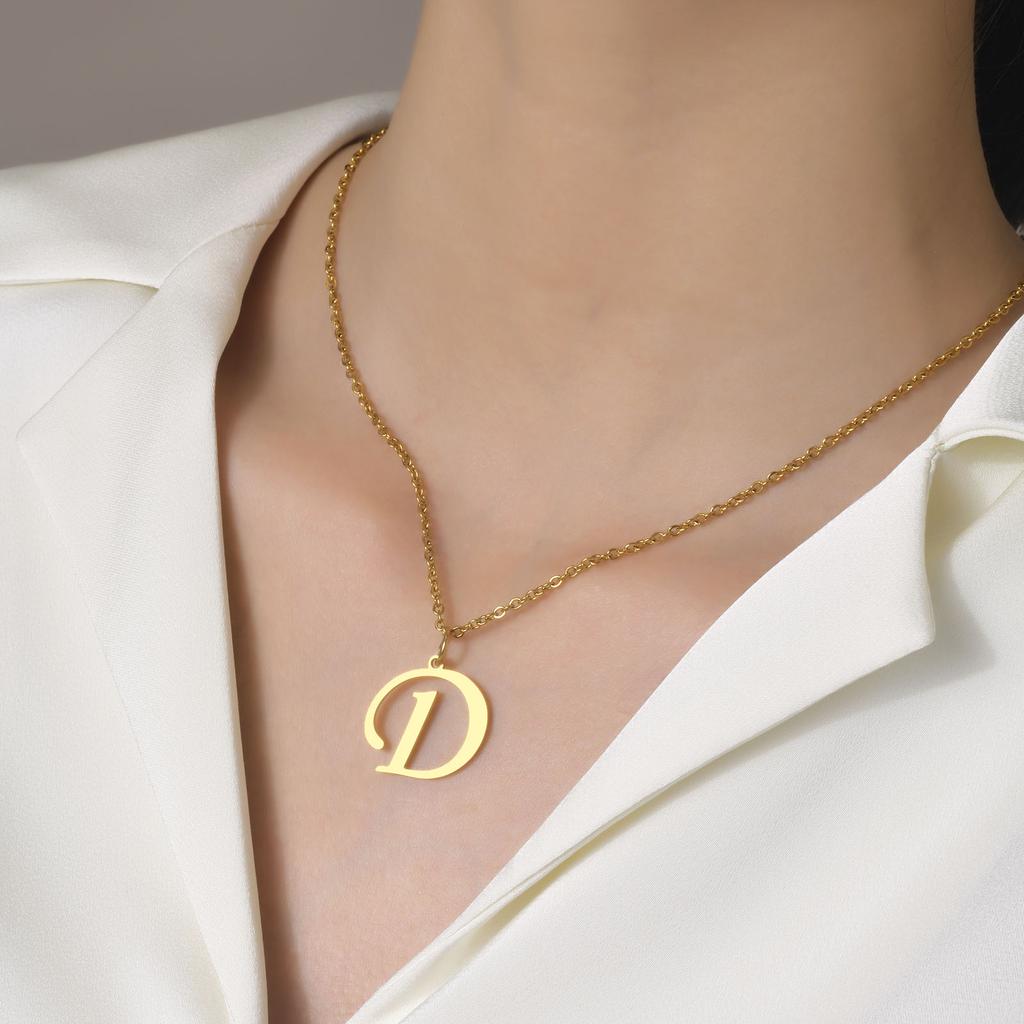 Vnox Stainless Steel Initial Letter A-Z Necklaces for Women Men Gift Jewelry,4 Colors Option