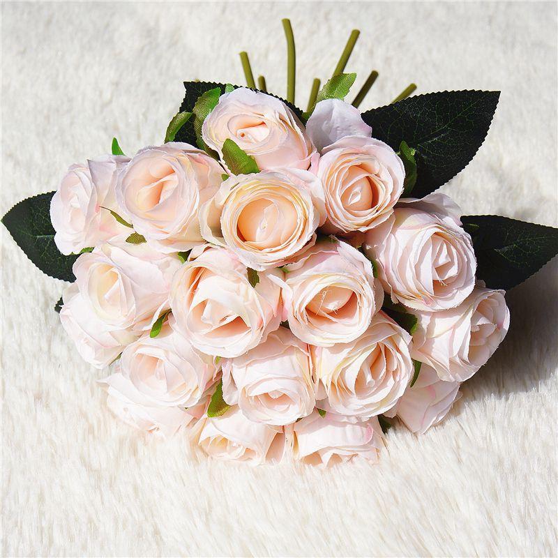 

18 голов Искусственная шелковая роза Искусственный букет цветов Свадебная вечеринка Домашний декор Свадебный розовый