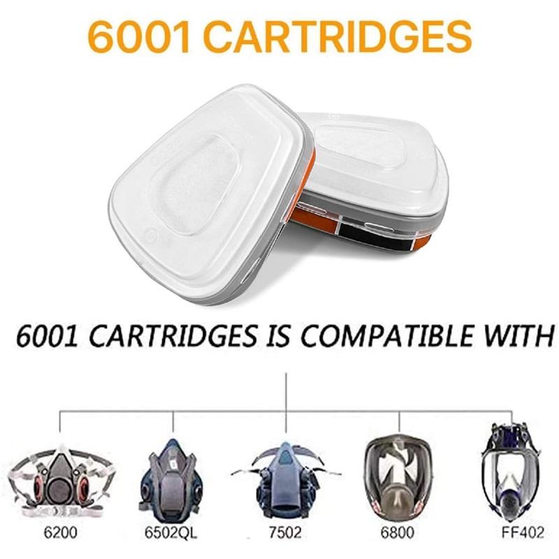 6001 Filter Cartridges for Respirator,Dust Proof, Organic Vapor,Pollen,Chemical Cartridges,Compatible with 6200,6800,7502,FF402 Respirator (2 Pack)