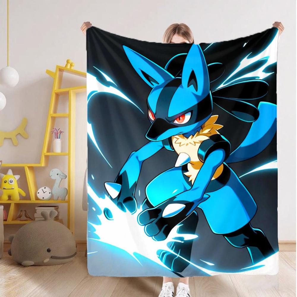 

Double Blanket for Bed Kawaii L-Lucarios Throw Blankets and Camping New Year Furry Bedspread the Anime Home Decoration Sofas Nap 75cmx90cm