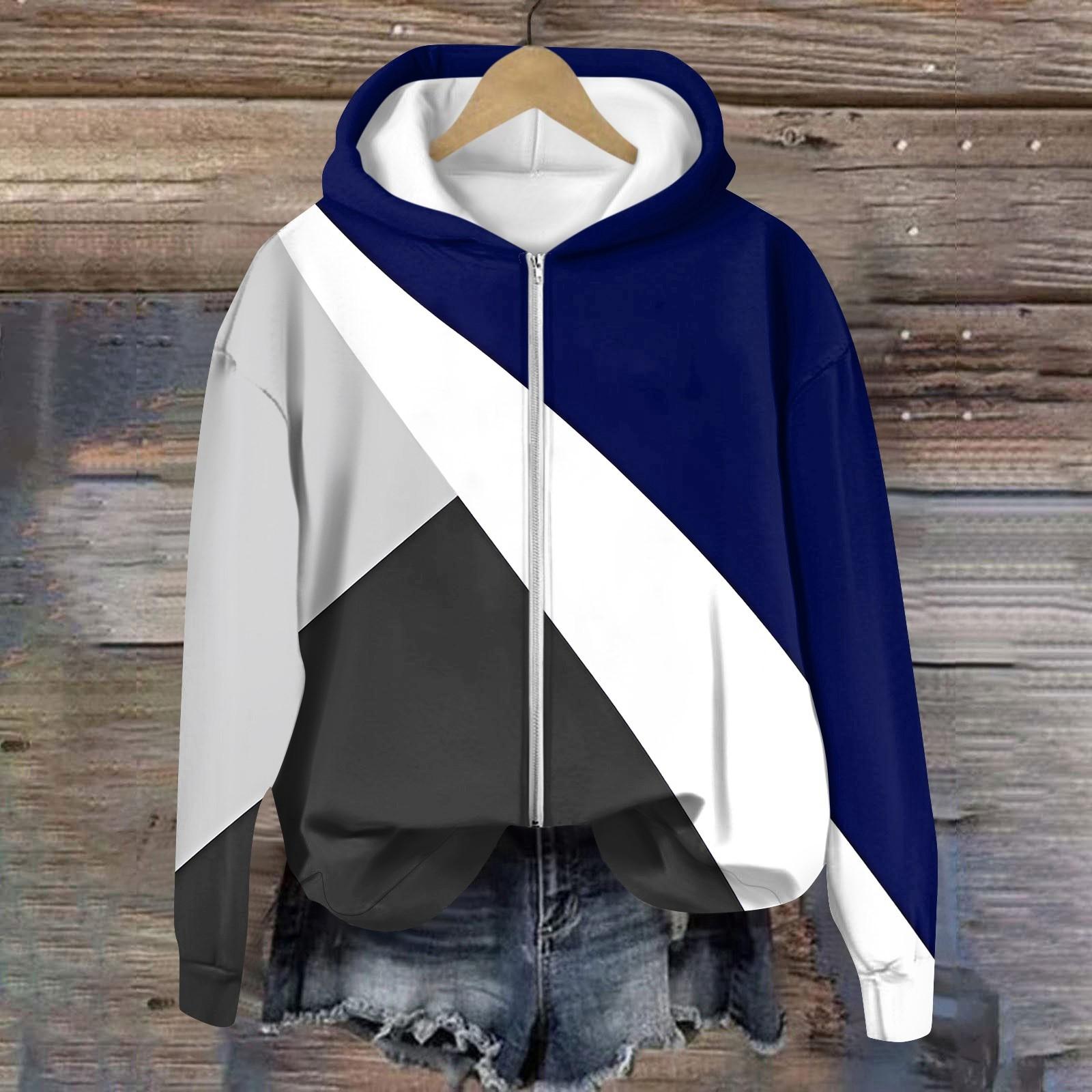 

Пальто для женщин с длинным рукавом на молнии с принтом Верхняя одежда повседневные куртки L темно-синий