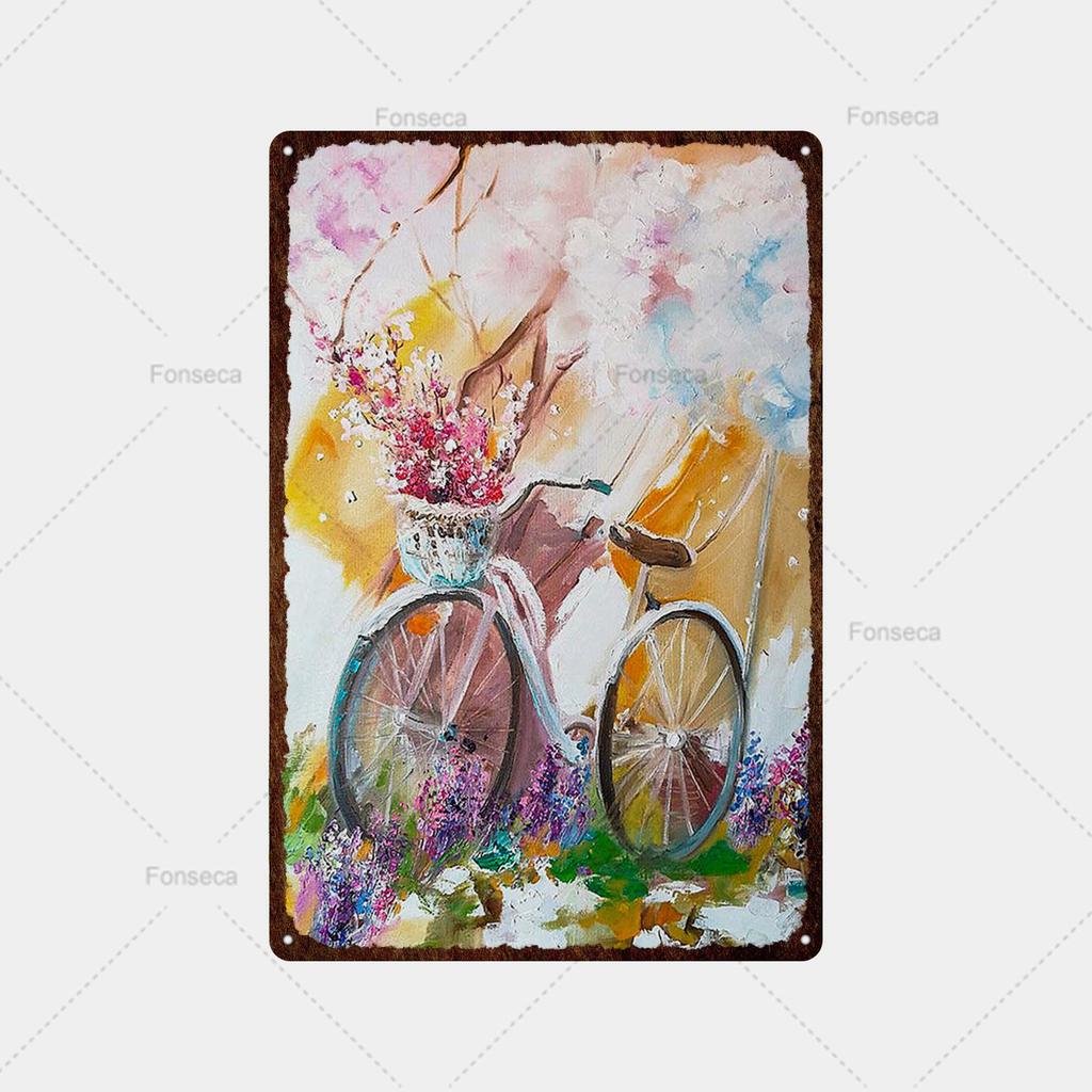 Flower Potted Landscape Metal Sign Vintage Tin Sign Metal Vintage Bar Vintage Wall Decoration Bar Club Man Cave Metal Poster