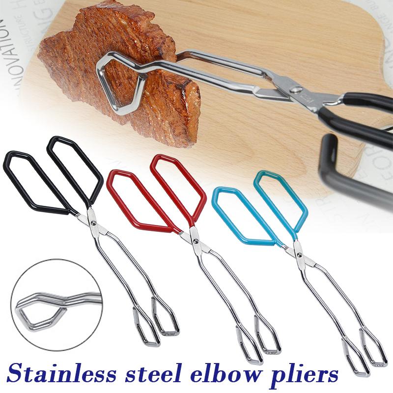 Scissor Tongs Stainless Steel Food Tongs With Wrap Handle Angled Bread Clamp For BBQ Grilling Cake 11inch
