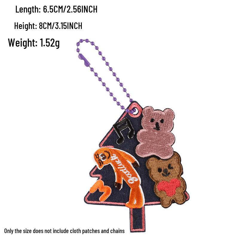 Korean INS Style Luggage Tag Keychains - DIY Anti-Lost Bag Accessory with Embroidery Blank Cloth Patch