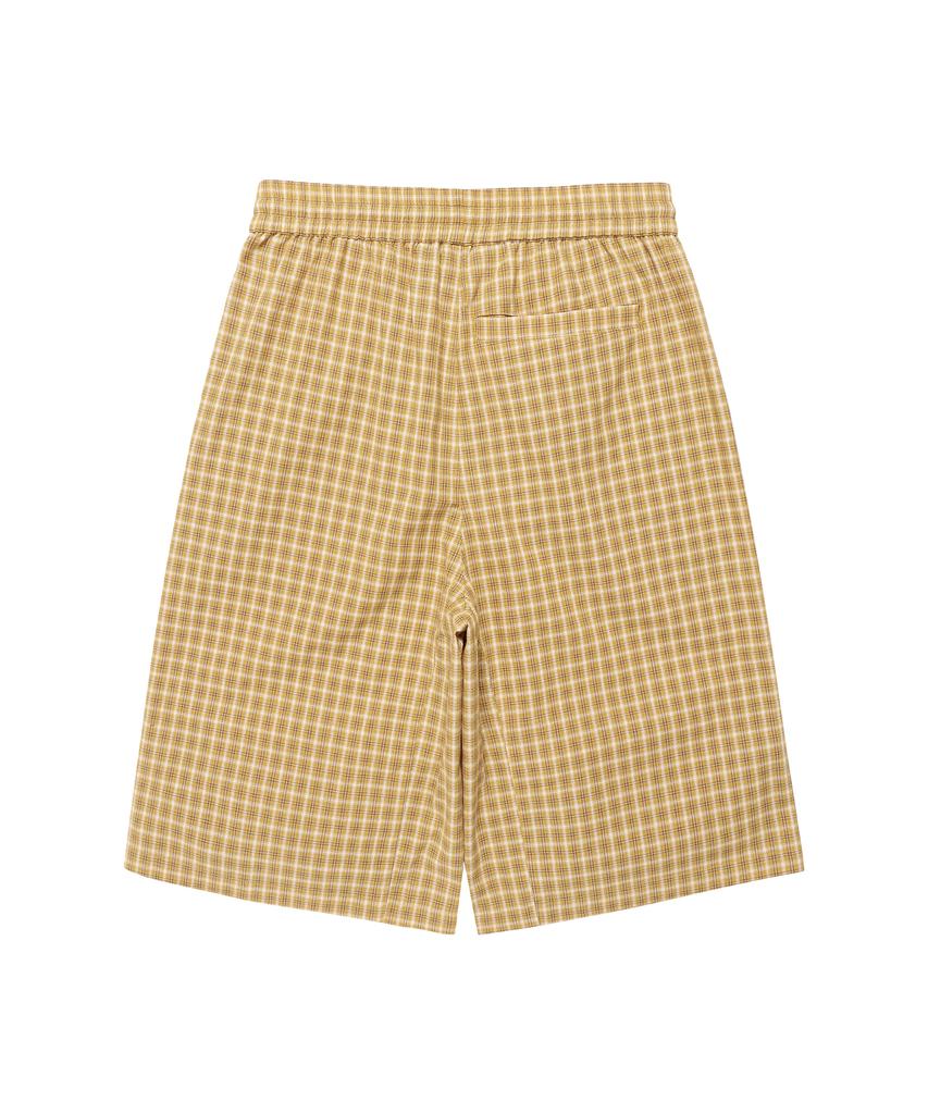 THEVINYLHOUSE Three-Quarter Check Pants Yellow
