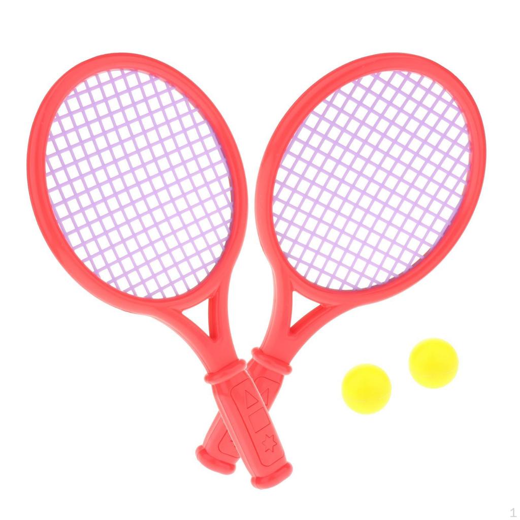 1 Pair Tennis Rackets with 2 Ball Set Beach Garden Outdoor Indoor Sports Game Toy Gift for