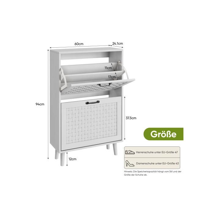 Meuble À Chaussures - MUVOE - Fait Main - 2 Tiroirs - Bois Massif - Design Bohémien