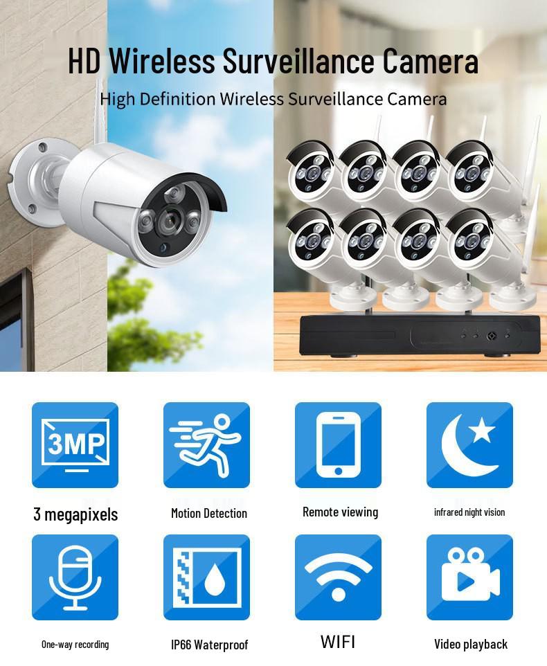 Jiuan Yishi Wireless HD Waterproof Surveillance Kit - 4/8/16 Channels