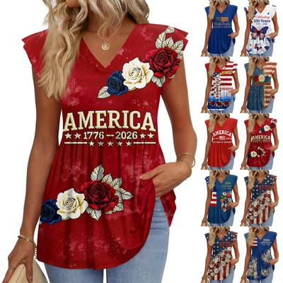 Womens Tops Fashionable V-neck Ruffled Sleeve Short-sleeved T-shirt Business Blouses
