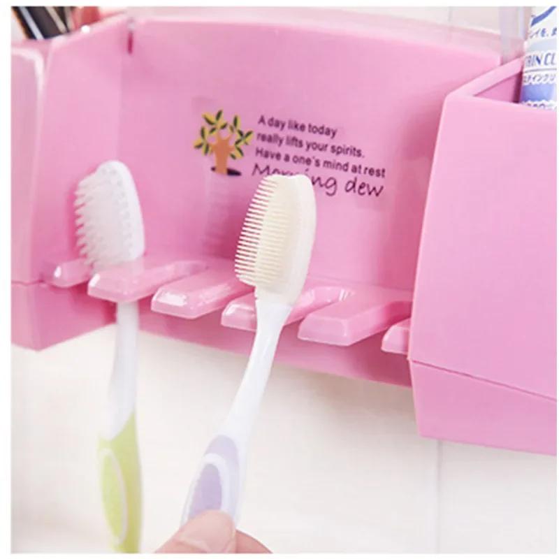 Multifunctional Toothbrush Holder Storage Box Bathroom Cosmetic Accessories Set Creative Strong Sticky Suction Hook Bracket