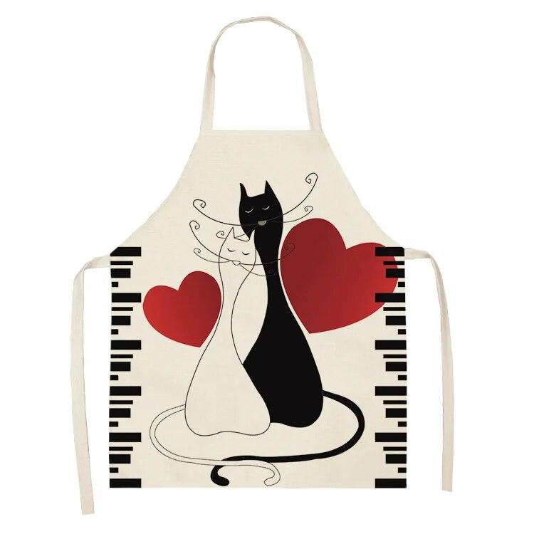 Fin tecknad katt katt förkläde -gratis förkläde skåp förkläde bakning bakade tillbehör kaffetillbehör köksförkläde