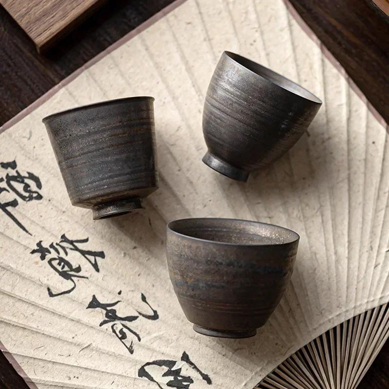 Handmade Gilded Glaze Ceramic Tea Cup - Artisan Eggshell Porcelain Japanese Zen Tea Set Elegant KungFu Teaware for Home or Gift