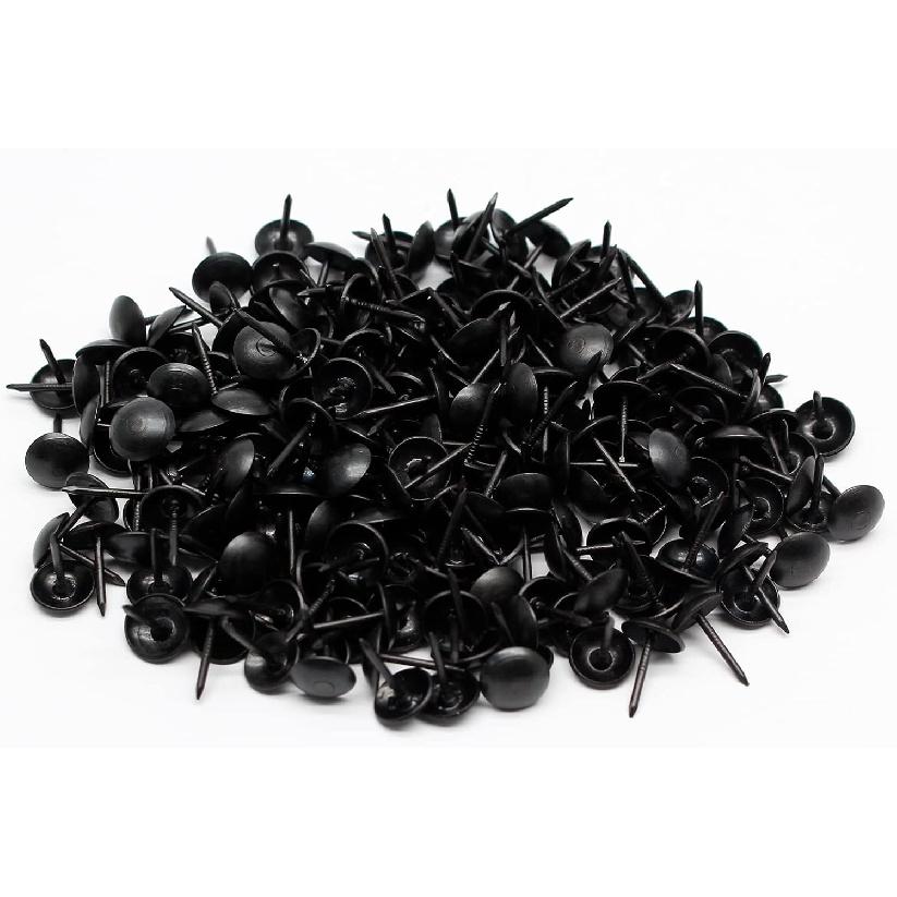 Bivethoi 220 Pcs Black Upholstery Tacks, 1/3 Inch Metal Round Head Thumb Tacks, Upholstery P for Furniture, DIY Project (9 X 13mm)