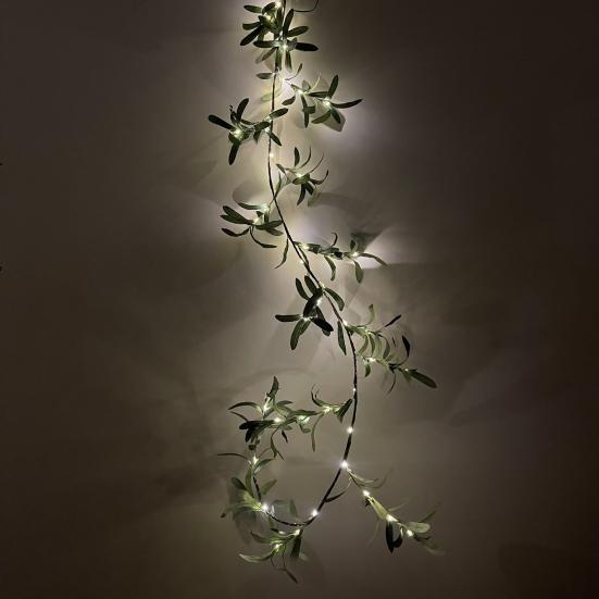 Lighted Artificial Olive Garland 6FT Fairy Light Faux Greenery Olive Vine Pre-lit Olive Garland for Spring Christmas Holiday Fireplace Decor