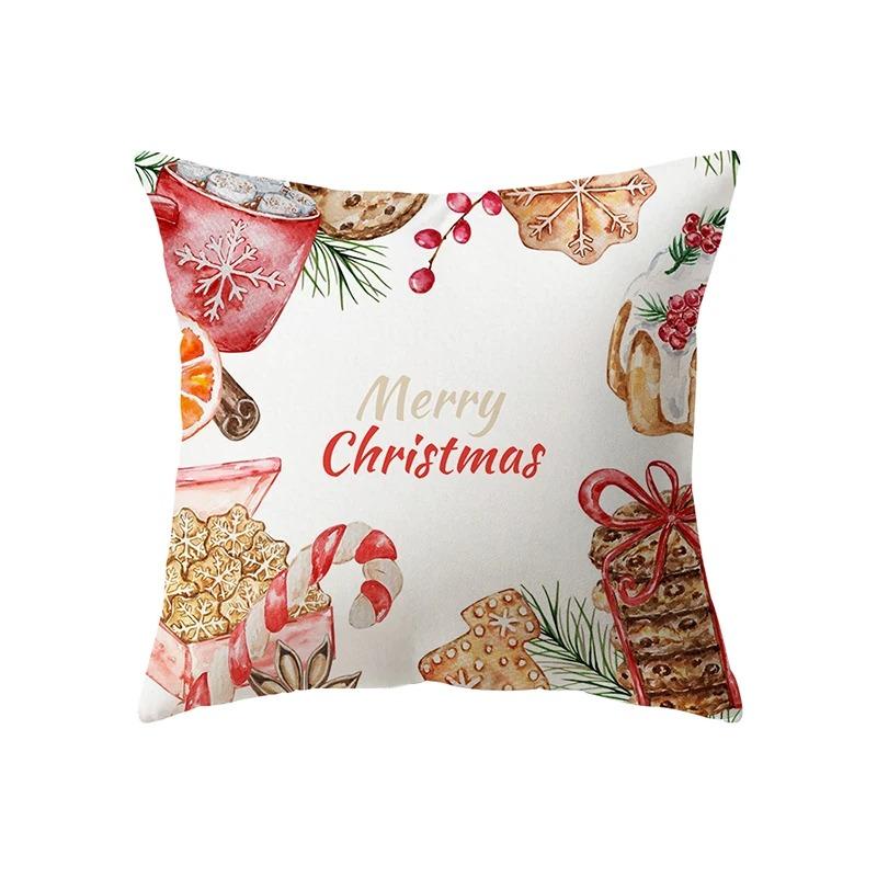 Christmas Theme Santa Claus Print Pattern Cushion Cover For Home Living Room Sofa Decoration Pillow Cover