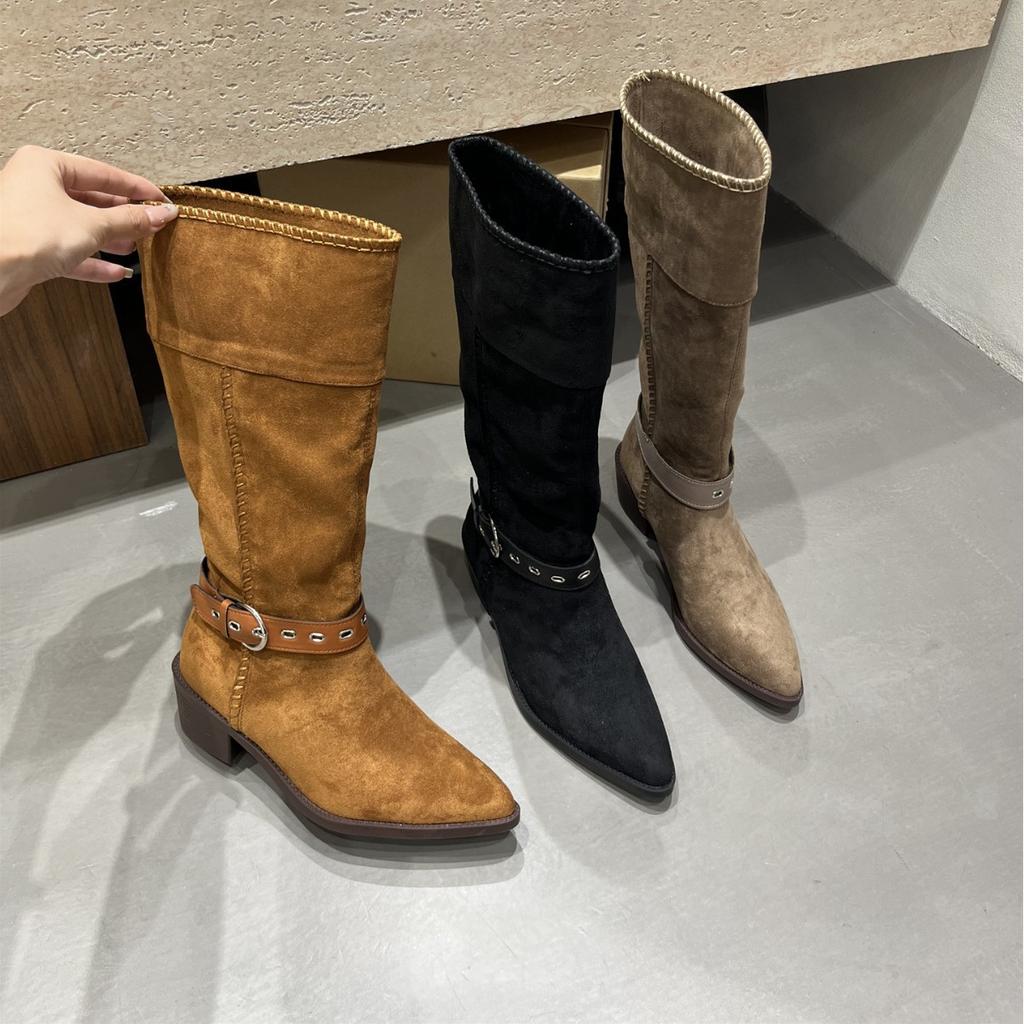 High-heeled Pointed Brown Maillard Boots Women's Shoes 2025 New Autumn and Winter Thin Long Knight Boots Women's Boots