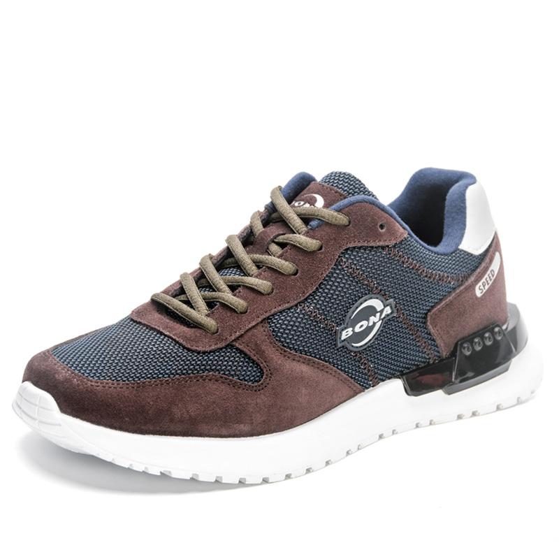 

BONA Новые дизайнерские кроссовки из нубуковой кожи, мужская повседневная обувь для отдыха, модный стиль 45 синий/глубокий
