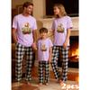 2026 New Year Family Two-Piece Casual Outfit, Durable Short Sleeve Tops & Wear-Resistant Plaid Long Pants