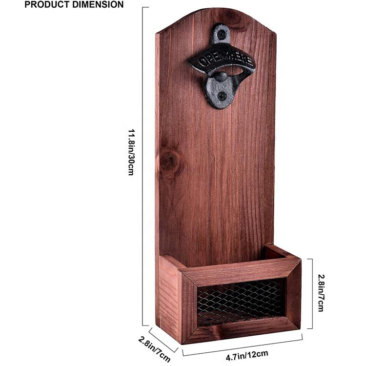 Dropshipping 2022 Hot Sale Wall Mounted Cast Iron & Wood Eco-Friendly ISO9001 Certified Beer Bottle Opener