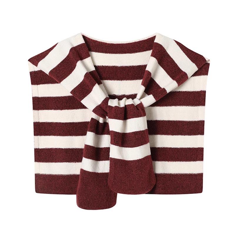 Koreanisches Drama Inspiriertes Gestreiftes Schal-Cardigan mit Nackenschutz - Vielseitige Damenstrick-Schulterbedeckung