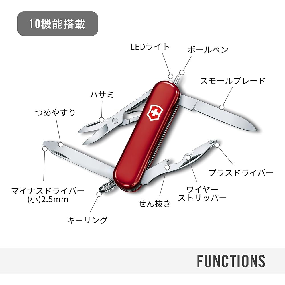 Victorinox Midnight Manager Red Multi-Tool Swiss Army Knife with Screwdriver LED Light Ballpoint Pen 10 Functions