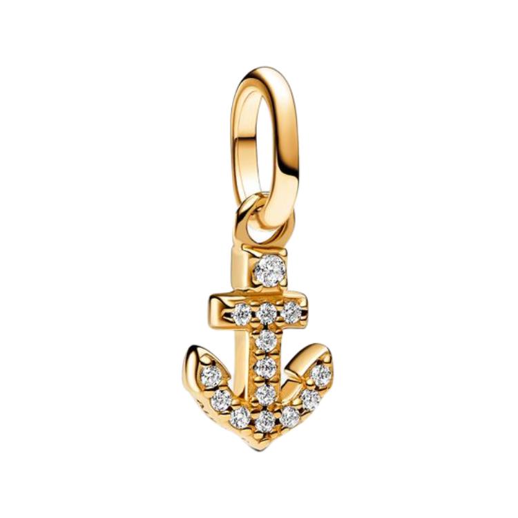Pandora Mini Anchor Pendant With Micro Beads Women pendant Gold 763369C01 F,Gold