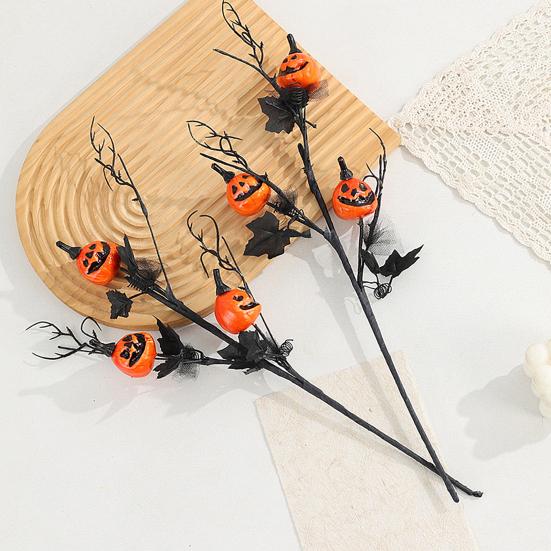 Halloween Artificial Pumpkin Branches Faux Fall Pumpkin Bouquet Fake Pumpkin Maple Leaf Picks for Harvest Thanksgiving Floral Arrangement Tabletop