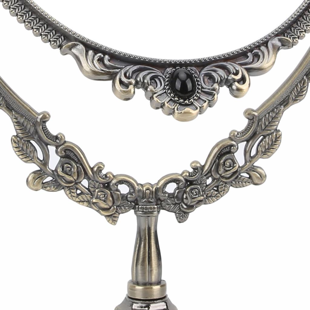 Make-Up-Spiegel Europäischer Metall-Retro-Doppelseitiger Spiegel für Badezimmer, Schlafzimmer, Ankleidezimmer(Bronze Groß )