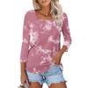 Women's 3/4 Sleeve Square Neck Floral Shirt Casual Loose Tunic Top