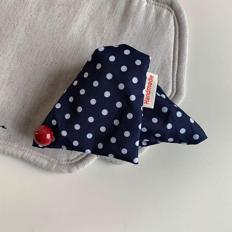 Versatile Navy Blue Polka Dot Denim Triangle Claw Clip - High-End Women's Hair Accessory