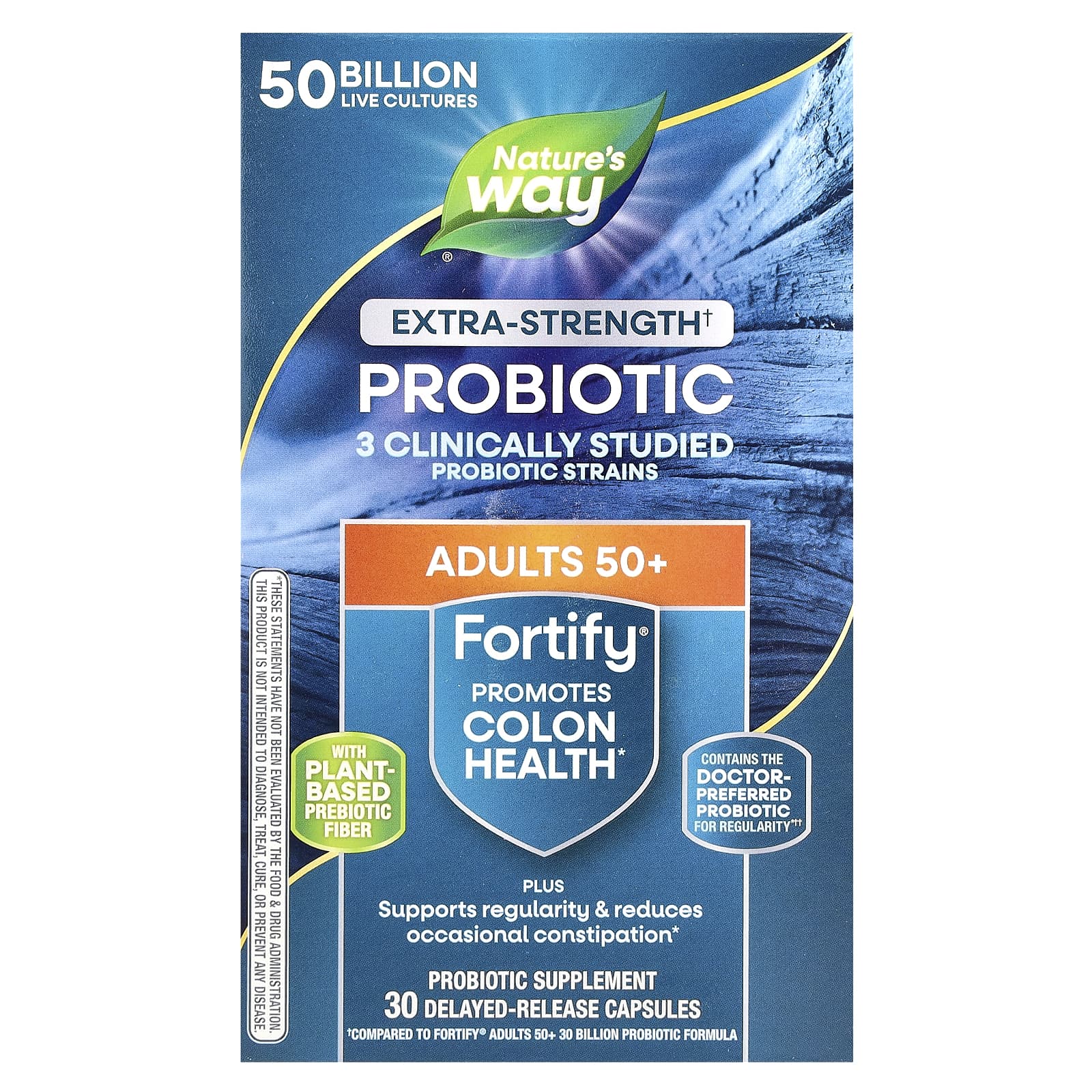 

Nature S Way, Fortify® Extra Strength Probiotic, Adults 50+, 50 Billion, 30 Delayed Release Capsules