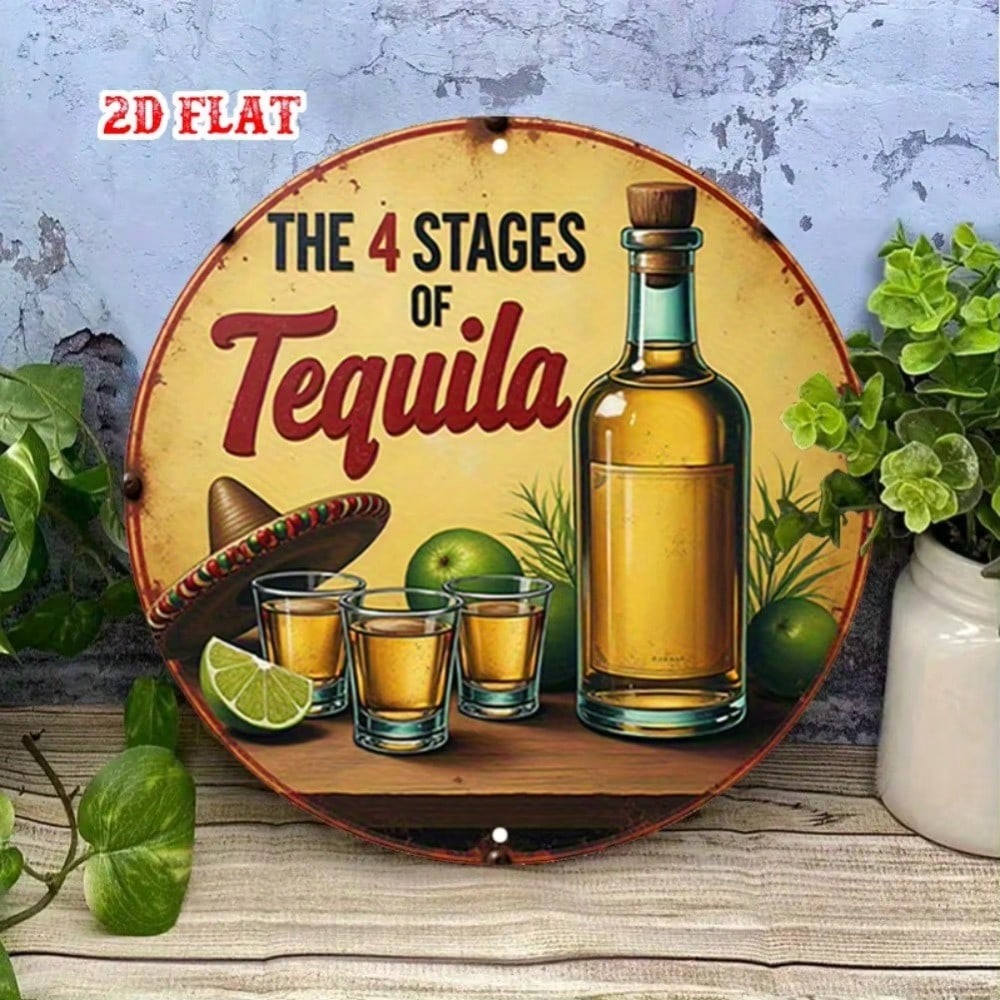 Vintage Tequila Bottle Metal Tin Sign Wall Art Rustic Home Decor Plaque