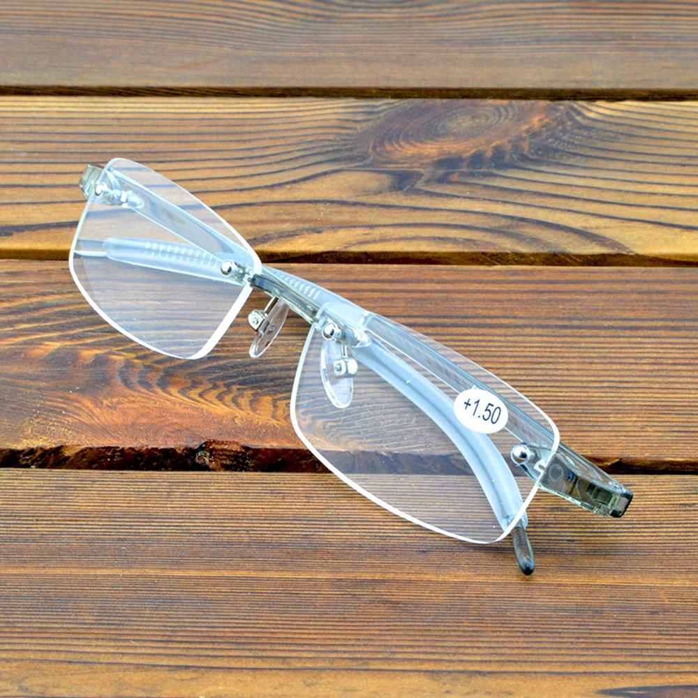 Rechteckiger Transparenter Rahmen Randlos Leichte Brille Mehrfach beschichtete Anti-Ermüdungsgläser Mode Lesebrille +0.75 Bis +4