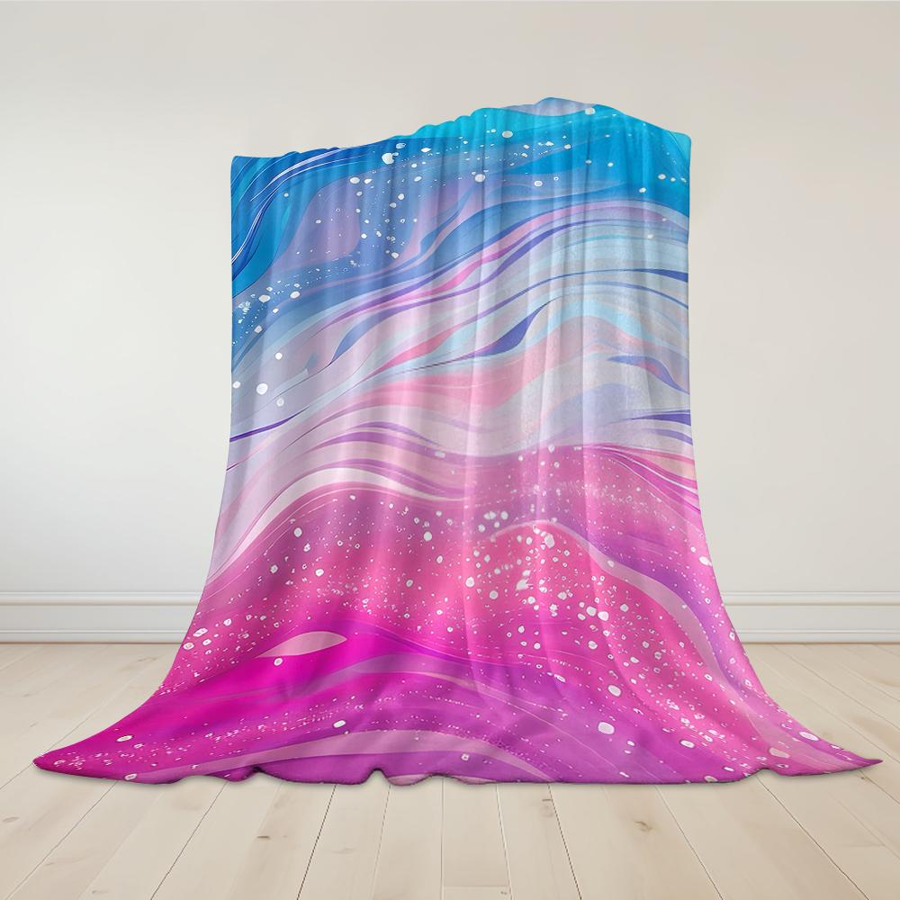 Blue - Pink Wave Flow Flannel Blanket Warm Soft Halloween Christmas Couch Warm Cozy Decorative Decor Gift for All Season