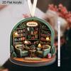 Ciondolo Scena Vintage Libreria in Acrilico per Amanti dei Libri Decorazione Stanza Accessorio Zaino Portachiavi Regali Stagione Ritorno a Scuola