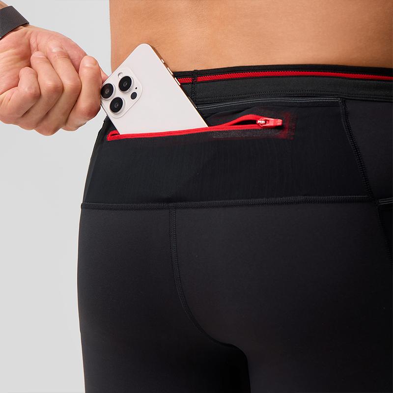 SAUCONY Jednobarevné fitness legíny Běžecké Profesionální sportovní šortky Pánské šortky Černé SC2239006B-BKX