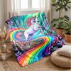 Magical Unicorn with Gem Heart Theme Blanket Lightweight Warm Flannel Blanket Decorative Throw Blanket for Home Decoration