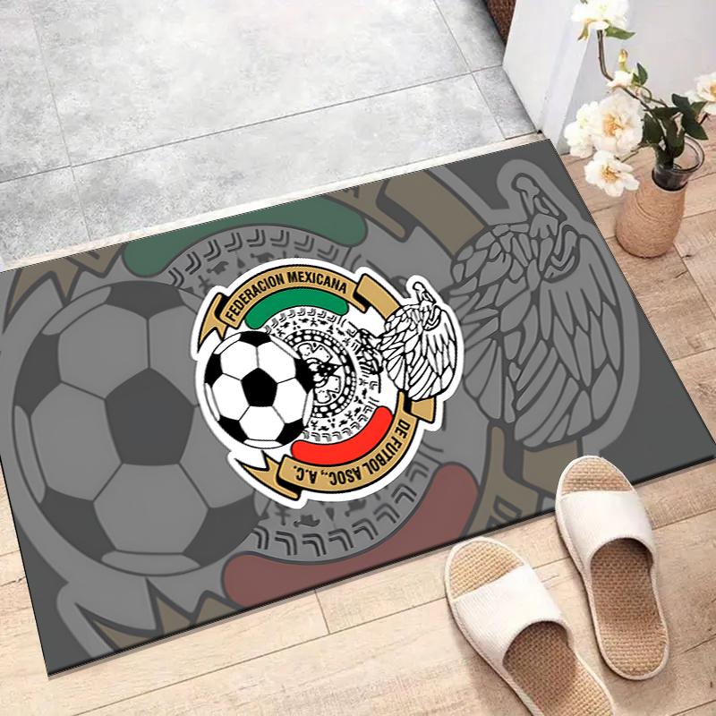 México Football Polyester Carpet, Soft Indoor Mat for Office Chair, Living Room, Computer Desk - Decorative Home Office Rug Design