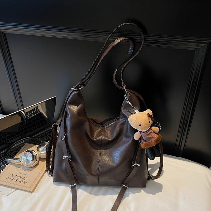 

Retro fashion casual tote bag women s 2025 autumn and winter new large-capacity backpack to work commuter women s bag no pendant темно-коричневого