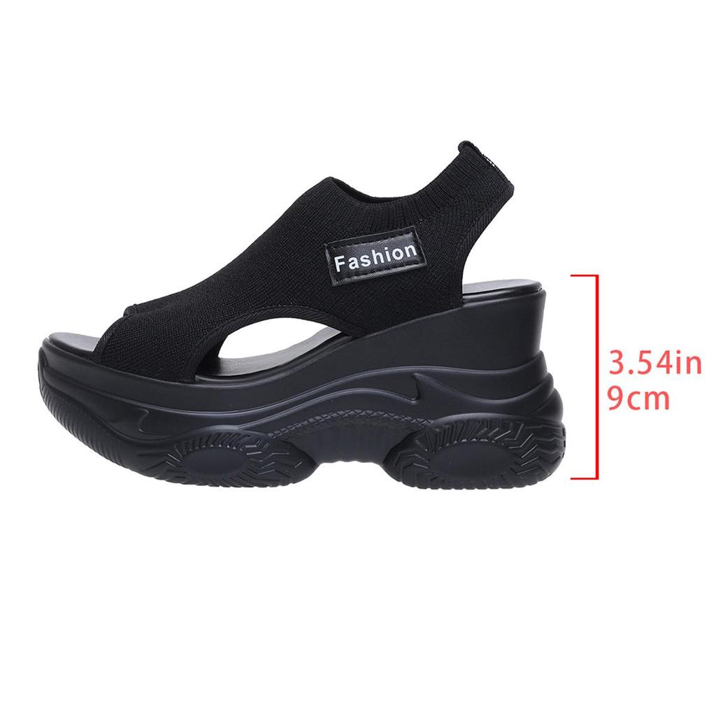 2026 Summer Knit Peep-Toe High Heel Wedge Sandals for Women - Fairy Style Platform Sole