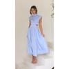 Women's Elegant Dress Summer Fashion Casual Solid Color Sleeveless Backless Dress Women's Sexy Hollow Pleated Long Dress