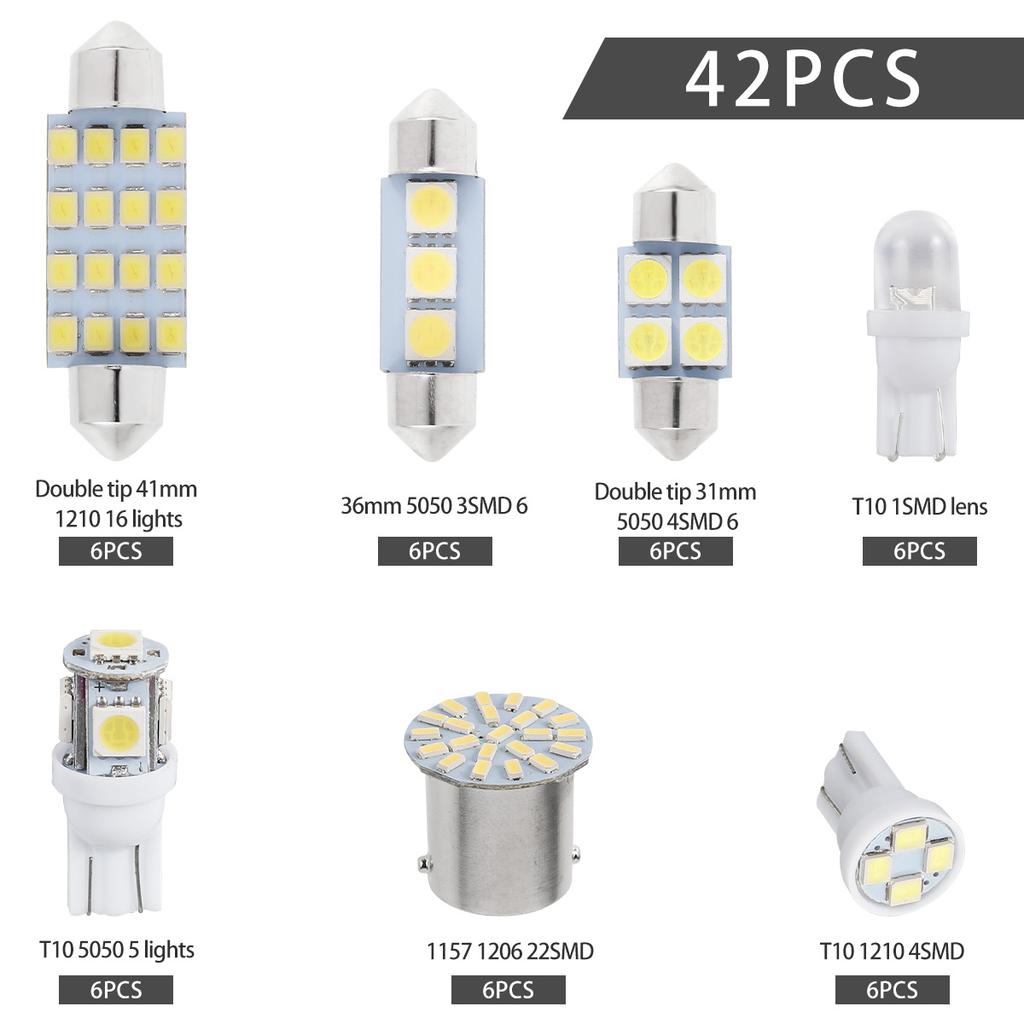 SMD LED Bulb 42PCS Xenon White Interior Light Bulbs T10 6000K SMD LED Replacement  Interior Light Bulbs for Cars Trunks RVs