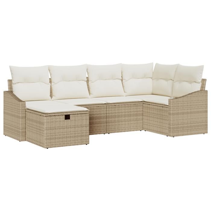 VidaXL Ensemble de Canapés de Jardin 6 pièces avec Coussins Beige Poly Rattan 3359280