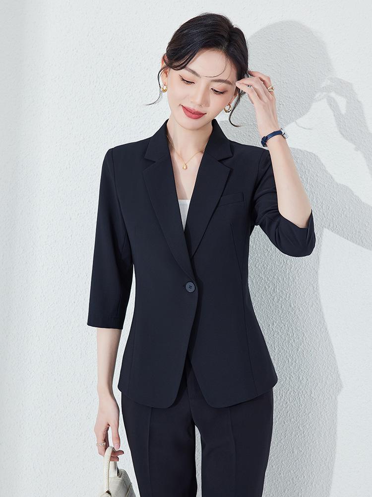 Women's Summer Three-Quarter Sleeve Professional Suit Set for Interviews and Hotel Front Desk Managers