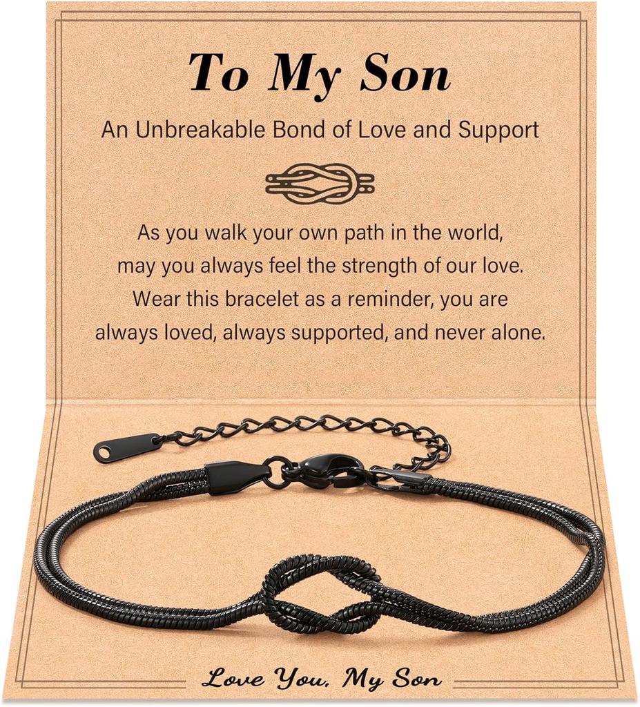 Men Bracelets To My Men/Husband/Son Bracelet Black Love Knot Bracelet Jewelry Christmas Birthday Anniversary Valentine Gift