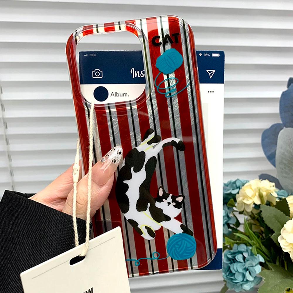 Milk White Line Cat Pattern Cartoon Phone Case For Xiaomi 14T 13T 11 Lite NE Poco X5 M6 X6 X7 X3 Pro NFC C65 C61 M5S Back Cover