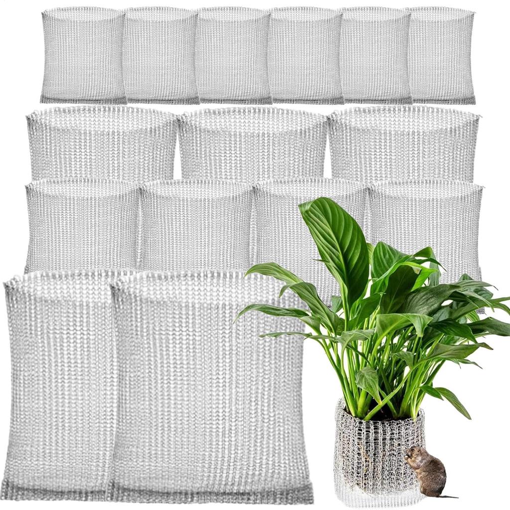 15Pcs Stainless Steel Metal Plant Mesh Bag Wire Knitted Plant Protection Plant Root Pouches Basket Rodent-proof PestControl Bag