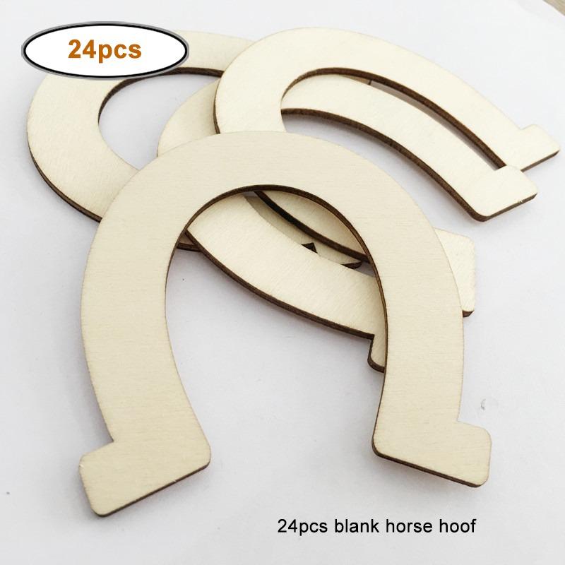 

24pcs/lot Wooden Horseshoes Cutout for Crafts DIY Unfinished Wood Horseshoes Christmas Cowboy Decor Western Party Decor Crafts