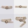 Ethnic Style Waist Belt Handmade Woven Fabric With Wooden Closure For Womens Daily Fashion